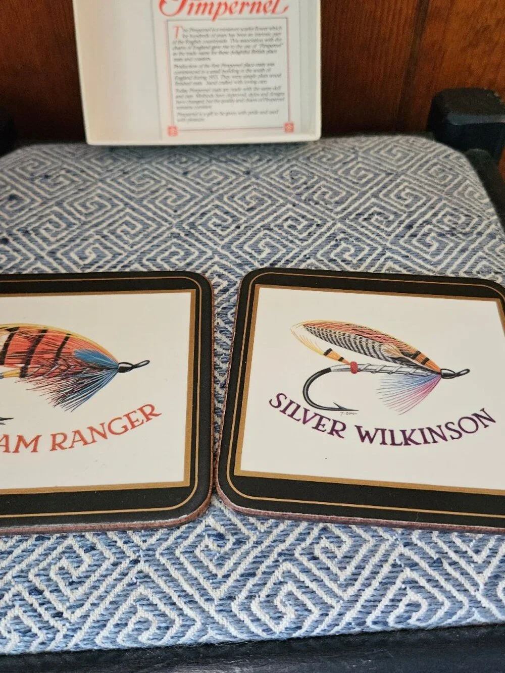 Vintage Pimpernel Coaster Set of 6, Fly Fishing Lures